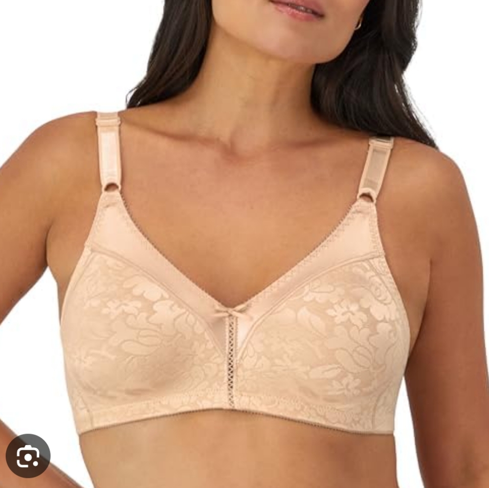 Bali Floral Nude Cream Full-Coverage Wireless Bra with Seamless Cups Size 34C